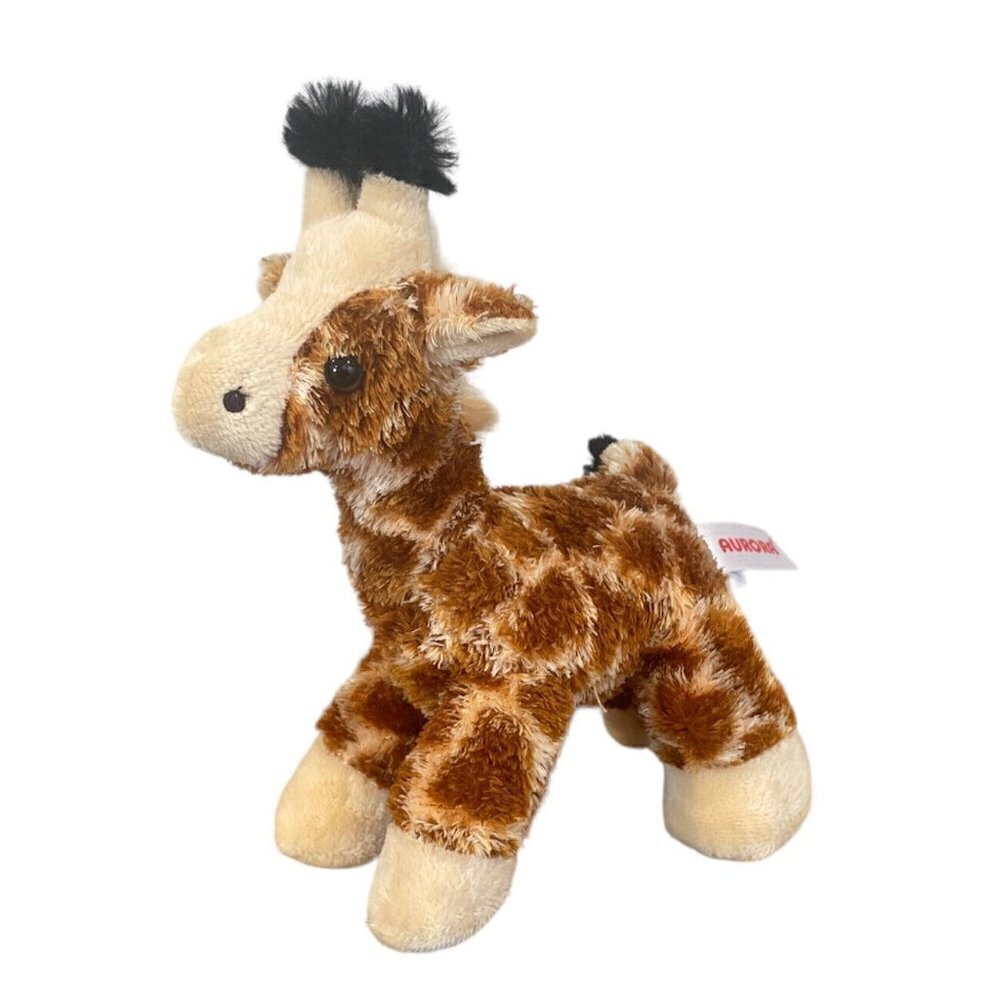 Aurora Giraffe Brown Tan Plush Bean Bag  Soft Toy Stuffed Animal 8" Floppy
